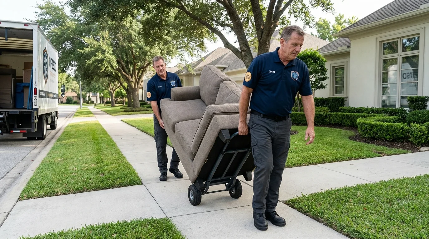 Local residential moving crew loading furniture in Newland, NC